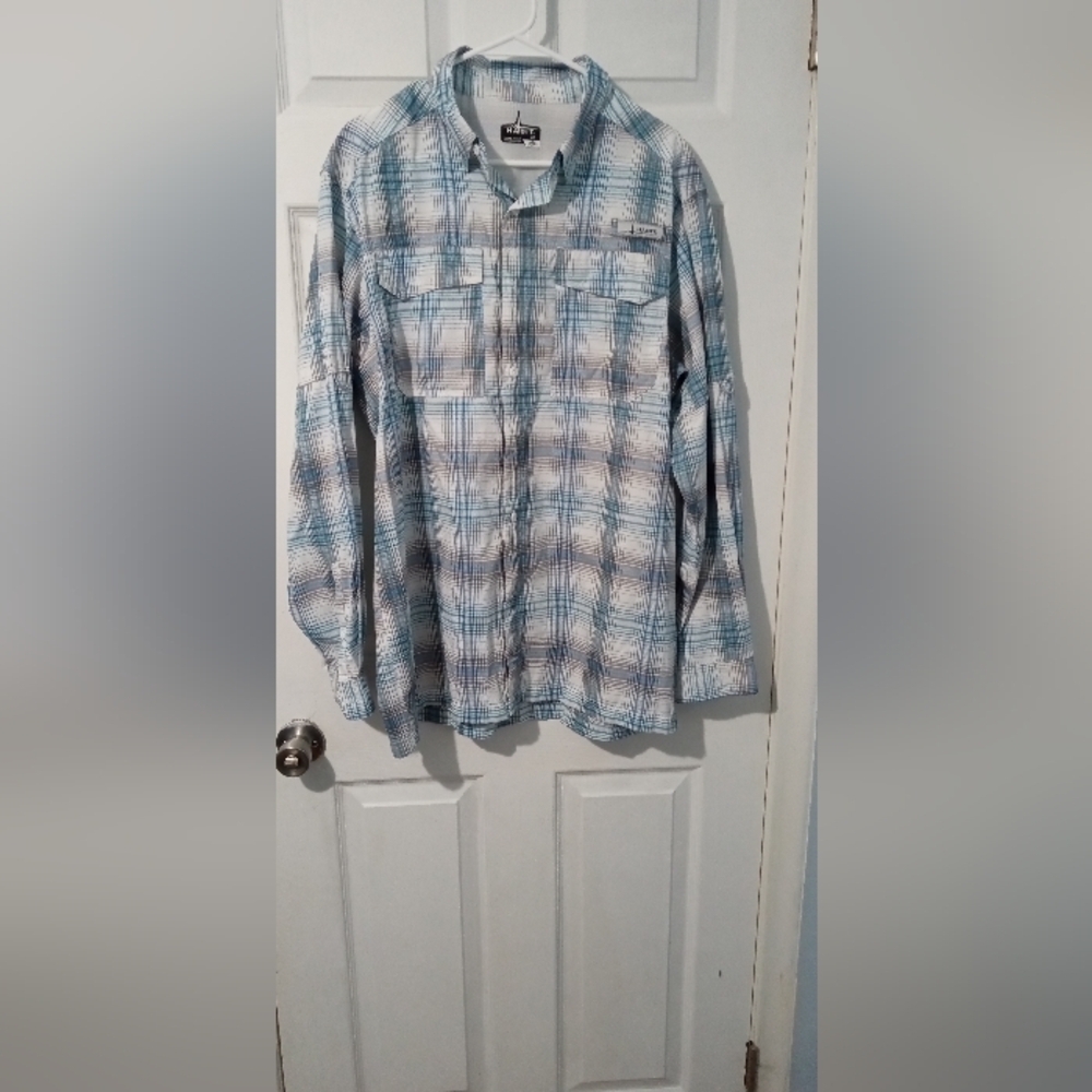 Blue and White Plaid Casual Button Down Shirt